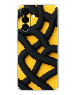 Чехол для Samsung Galaxy A36 5G с картинкой «Черное желтое переплетение»