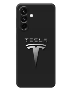 Чехол для Samsung Galaxy A37 с картинкой «Стальной логотип Tesla»