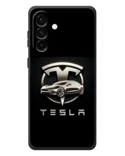 Чехол для Samsung Galaxy A37 с картинкой «Tesla — серебристое авто»