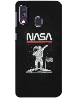 Чехол для Samsung Galaxy A40 2019 (A405F) с картинкой «NASA — шагаем по Луне»