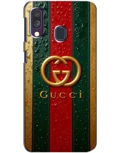 Чехол для Samsung Galaxy A40 2019 (A405F) с картинкой «Gucci — фирменная полоса и золото»