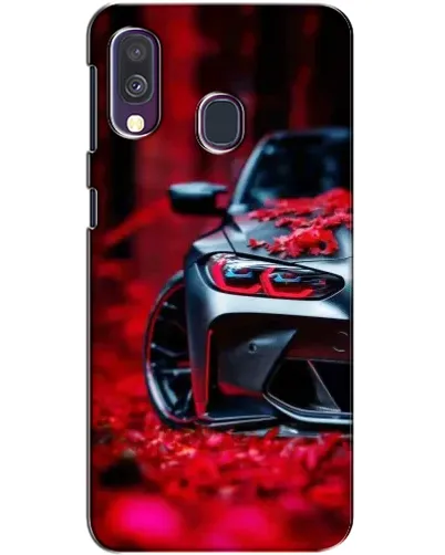 Чехол для Samsung Galaxy A40 2019 (A405F) с картинкой «Спортивная BMW и цветы»