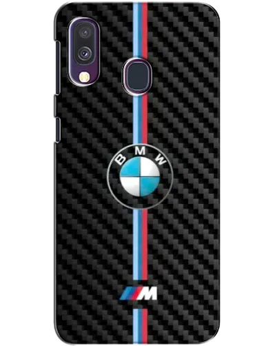 Чехол для Samsung Galaxy A40 2019 (A405F) с картинкой «Эмблема BMW и карбон»