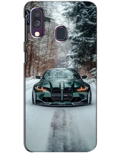 Чехол для Samsung Galaxy A40 2019 (A405F) с картинкой «BMW в зимнем лесу»