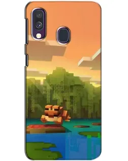 Чехол для Samsung Galaxy A40 2019 (A405F) с картинкой «Майнкрафт закат солнца»