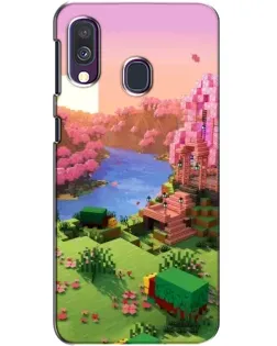 Чехол для Samsung Galaxy A40 2019 (A405F) с картинкой «Розовое дерево Minecraft»