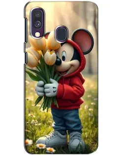 Чехол для Samsung Galaxy A40 2019 (A405F) с картинкой «Микки с тюльпанами»