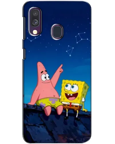 Чехол для Samsung Galaxy A40 2019 (A405F) с картинкой «Губка Боб и Патрик ночью»