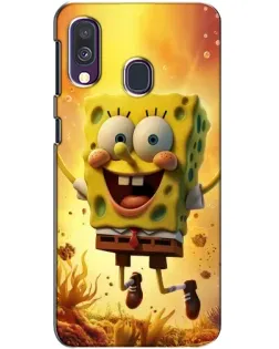 Чехол для Samsung Galaxy A40 2019 (A405F) с картинкой «Губка Боб прыгает»