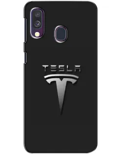 Чохол для Samsung Galaxy A40 2019 (A405F) з картинкою «Сталевий логотип Tesla»