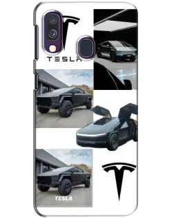 Чохол для Samsung Galaxy A40 2019 (A405F) з картинкою «Колаж Cybertruck Tesla»