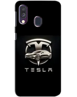 Чохол для Samsung Galaxy A40 2019 (A405F) з картинкою «Tesla — срібне авто»