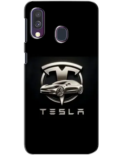 Чохол для Samsung Galaxy A40 2019 (A405F) з картинкою «Tesla — срібне авто»