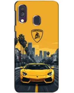 Чехол для Samsung Galaxy A40 2019 (A405F) с картинкой «Желтый Lamborghini город»
