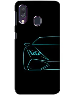 Чехол для Samsung Galaxy A40 2019 (A405F) с картинкой «Голубой силуэт Lamborghini»