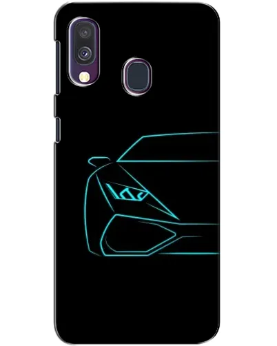 Чехол для Samsung Galaxy A40 2019 (A405F) с картинкой «Голубой силуэт Lamborghini»