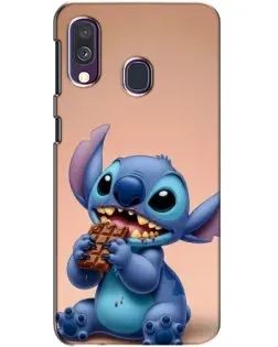 Чехол для Samsung Galaxy A40 2019 (A405F) с картинкой «Стич ест шоколад»