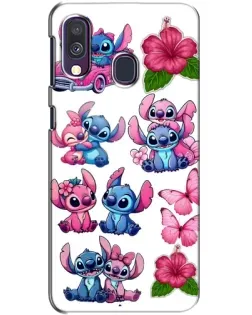 Чехол для Samsung Galaxy A40 2019 (A405F) с картинкой «Стикеры Stitch и Angel»