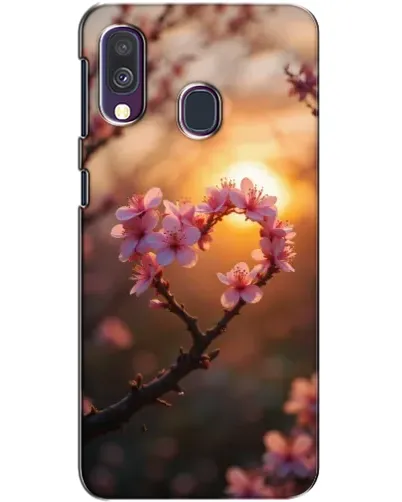 Чохол для Samsung Galaxy A40 2019 (A405F) з картинкою «Рожевий цвіт  сердечко на тлі заходу»