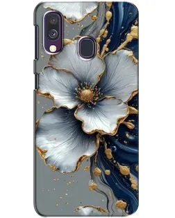 Чохол для Samsung Galaxy A40 2019 (A405F) з картинкою «Біла квітка та золотий флюїд»