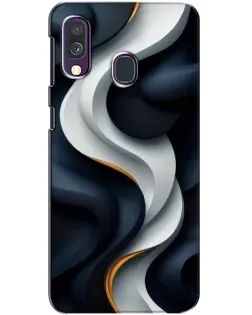 Чехол для Samsung Galaxy A40 2019 (A405F) с картинкой «Объемные черно-белые ленты»