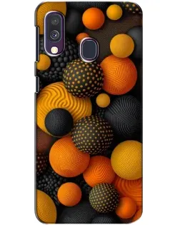Чехол для Samsung Galaxy A40 2019 (A405F) с картинкой «Объемные оранжевые сферы»