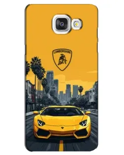 Чехол для Samsung Galaxy A5 2016 (A5100, A510F) с картинкой «Желтый Lamborghini город»
