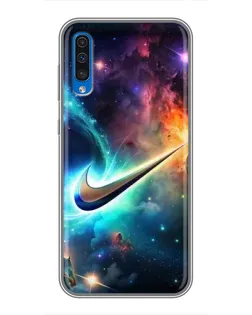 Чехол для Samsung Galaxy A50 2019 (A505F) с картинкой «Космический Nike Swoosh»