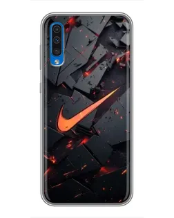 Чехол для Samsung Galaxy A50 2019 (A505F) с картинкой «Nike — эффект разломов»