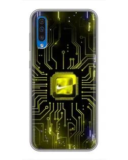 Чехол для Samsung Galaxy A50 2019 (A505F) с картинкой «Nike — золотая искра»