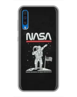 Чехол для Samsung Galaxy A50 2019 (A505F) с картинкой «NASA — шагаем по Луне»