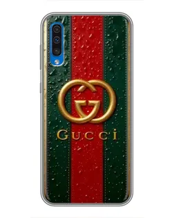 Чохол для Samsung Galaxy A50 2019 (A505F) з картинкою «Gucci — фірмова смуга та золото» Чохол для Samsung Galaxy A50 2019 (A505F) з картинкою «Gucci — фірмова смуга та золото»