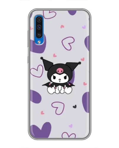 Чехол для Samsung Galaxy A50 2019 (A505F) с картинкой «Kuromi и лавандовые сердца»