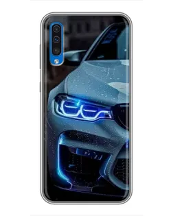 Чехол для Samsung Galaxy A50 2019 (A505F) с картинкой «Взгляд BMW с синими фарами»