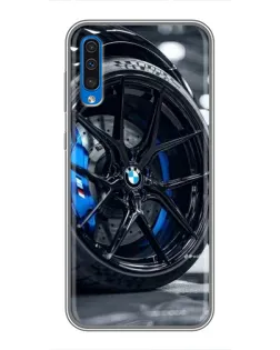 Чехол для Samsung Galaxy A50 2019 (A505F) с картинкой «Колесо BMW вблизи»