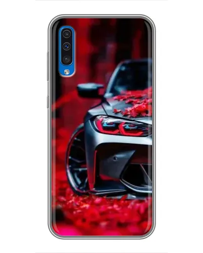 Чехол для Samsung Galaxy A50 2019 (A505F) с картинкой «Спортивная BMW и цветы»