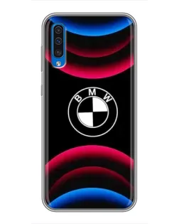 Чехол для Samsung Galaxy A50 2019 (A505F) с картинкой «Логотип BMW и неоновые дуги»