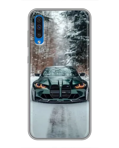 Чехол для Samsung Galaxy A50 2019 (A505F) с картинкой «BMW в зимнем лесу»