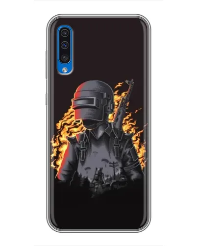Чехол для Samsung Galaxy A50 2019 (A505F) с картинкой «PUBG — огненный силуэт»