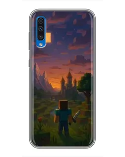 Чехол для Samsung Galaxy A50 2019 (A505F) с картинкой «Стив у башни»