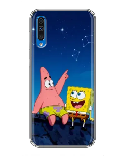 Чехол для Samsung Galaxy A50 2019 (A505F) с картинкой «Губка Боб и Патрик ночью»