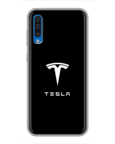 Чехол для Samsung Galaxy A50 2019 (A505F) с картинкой «Tesla White Logo»