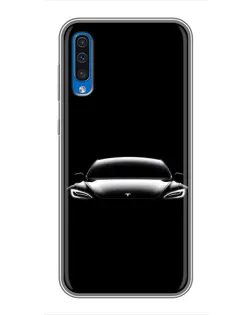 Чехол для Samsung Galaxy A50 2019 (A505F) с картинкой «Фары Tesla Night»