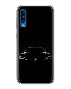 Чехол для Samsung Galaxy A50 2019 (A505F) с картинкой «Mercedes — силуэт авто» Чехол для Samsung Galaxy A50 2019 (A505F) с картинкой «Mercedes — силуэт авто»