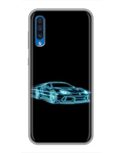 Чехол для Samsung Galaxy A50 2019 (A505F) с картинкой «Неоновый контур Lamborghini»