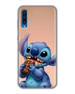 Чехол для Samsung Galaxy A50 2019 (A505F) с картинкой «Стич ест шоколад»
