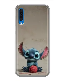 Чехол для Samsung Galaxy A50 2019 (A505F) с картинкой «Стич на коричневом фоне»