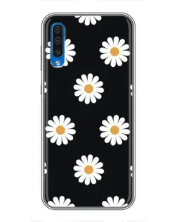 Чехол для Samsung Galaxy A50 2019 (A505F) с картинкой «Ромашки на черном»