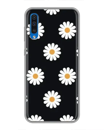 Чехол для Samsung Galaxy A50 2019 (A505F) с картинкой «Ромашки на черном»