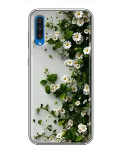 Чехол для Samsung Galaxy A50 2019 (A505F) с картинкой «Ветка мелких белых цветов»